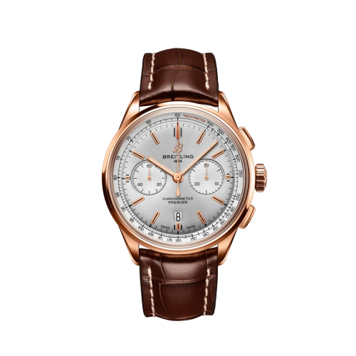 Premier B01 Chronograph 42 Red Gold / Silver / Alligator