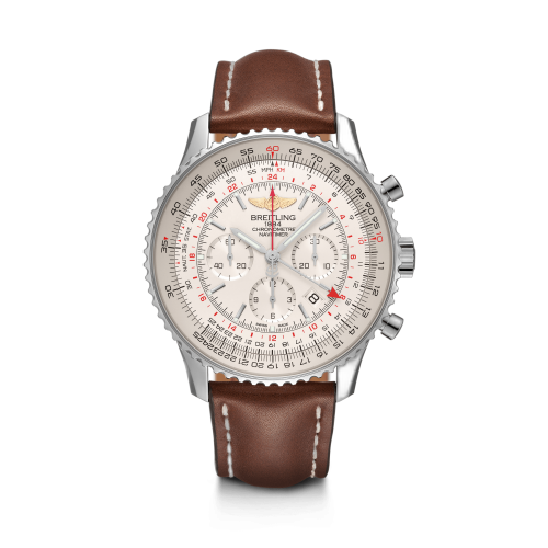 Navitimer GMT Stainless Steel / Silver / Calf / Pin