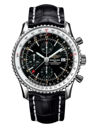 Navitimer World Stainless Steel / Black / Croco / Pin