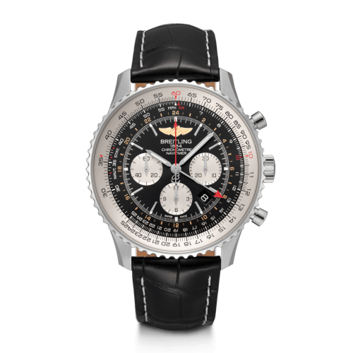 Navitimer GMT Stainless Steel / Black / Croco / Pin