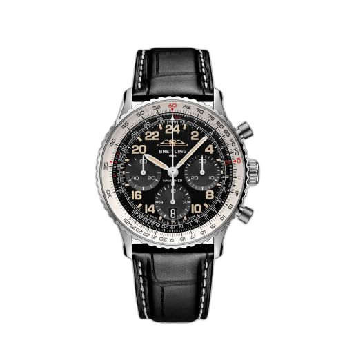 Navitimer B02 Chronograph 41 Cosmonaute Stainless Steel - Platinum / Black / Alligator - Folding