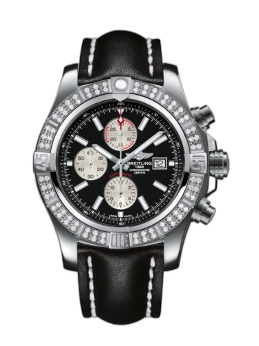 Super Avenger II Stainless Steel / Diamond / Volcano Black / Calf / Pin