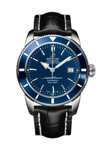 Superocean Heritage 42 Stainless Steel / Blue / Gun Blue / Croco