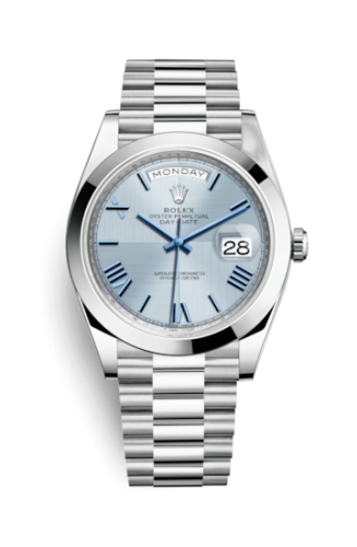 Day-Date 40 Platinum / Ice Blue Quadrant Motif