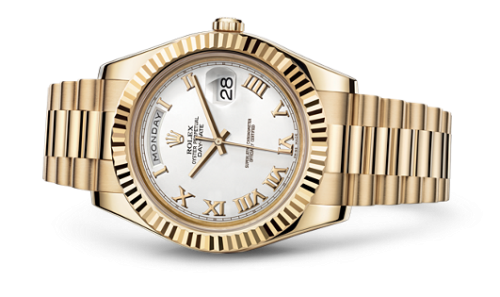 Day-Date II Yellow Gold Fluted White Roman