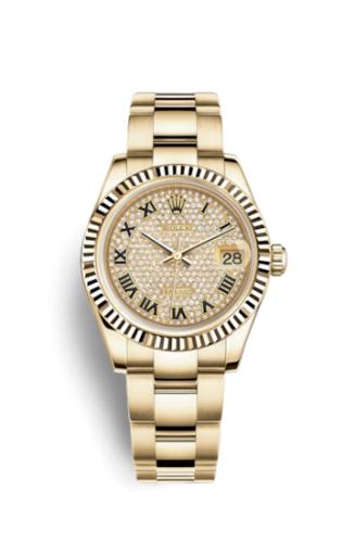 Datejust 31 Yellow Gold Fluted / Oyster / Paved Roman
