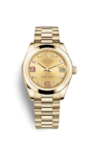 Datejust 31 Yellow Gold Domed / President / Champagne Diamond