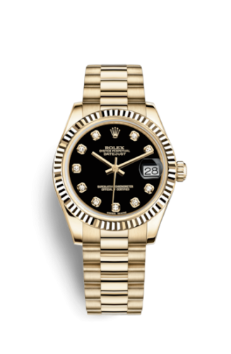 Datejust 31 Yellow Gold Fluted / President / Black Diamond