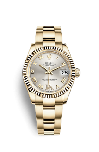Datejust 31 Yellow Gold Fluted / Oyster / Silver Roman