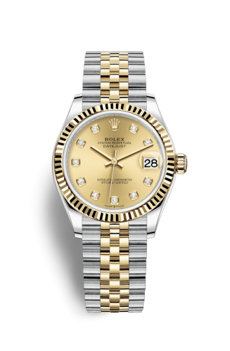 Datejust 31 Stainless Steel / Yellow Gold / Fluted / Champagne - Diamond / Jubilee