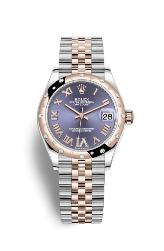 Datejust 31 Stainless Steel/ Rose Gold / Domed - Diamond / Aubergine - Roman / Jubilee