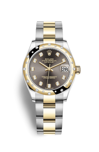 Datejust 31 Stainless Steel / Yellow Gold / Domed - Diamond / Grey - Diamond / Oyster