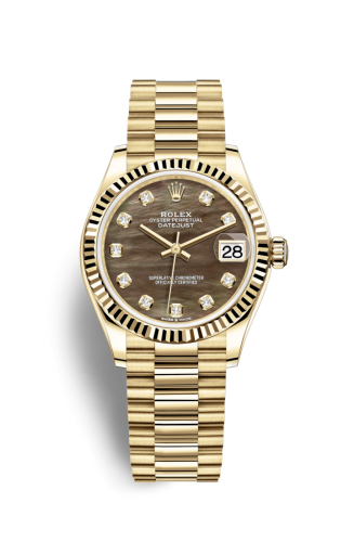 Datejust 31 Yellow Gold / Fluted / Black MOP / President