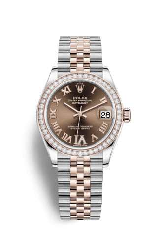 Datejust 31 Stainless Steel/ Rose Gold / Diamond / Chocolate - Roman / Jubilee