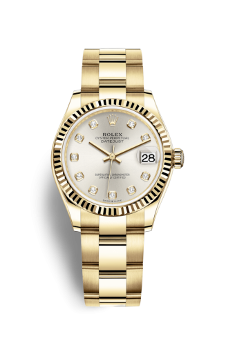 Datejust 31 Yellow Gold / Fluted / Silver - Diamond / Oyster
