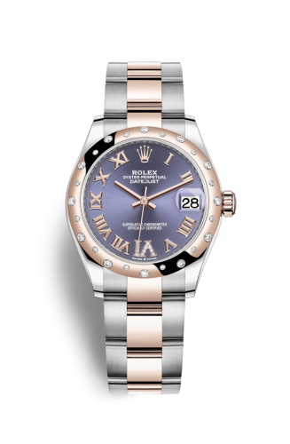 Datejust 31 Stainless Steel/ Rose Gold / Domed - Diamond / Aubergine - Roman / Oyster