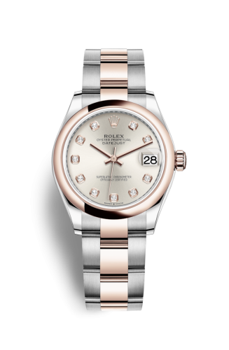 Datejust 31 Stainless Steel / Rose Gold / Domed / Silver - Diamond / Oyster