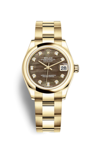 Datejust 31 Yellow Gold / Domed / Black MOP / Oyster