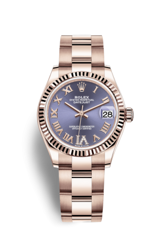 Datejust 31 Rose Gold / Fluted / Aubergine - Roman / Oyster
