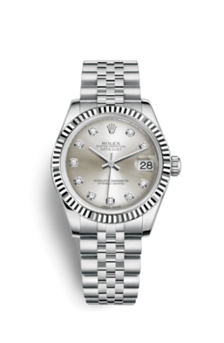 Datejust 31 Stainless Steel Fluted / Jubilee / Silver - Diamond