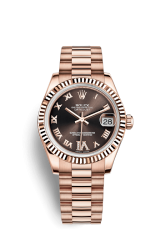 Datejust 31 Everose Fluted / President / Chocolate Roman