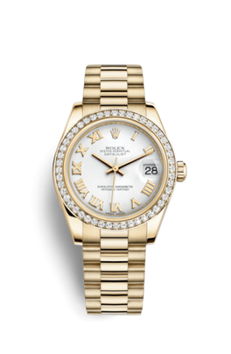 Datejust 31 Yellow Gold Diamond / President / White Roman