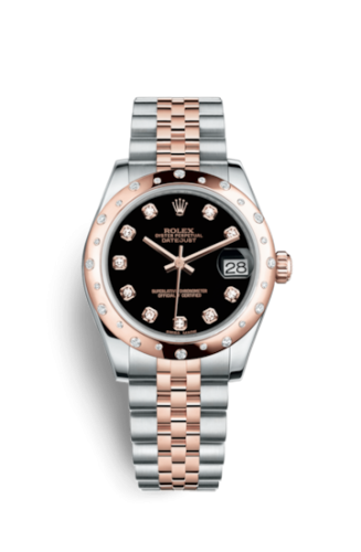 Datejust 31 Rolesor Everose Domed Diamond / Jubilee / Black Diamond
