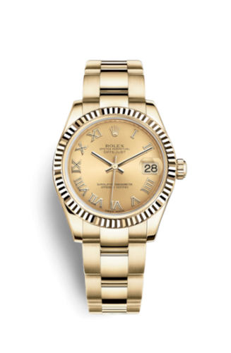 Datejust 31 Yellow Gold Fluted / Oyster / Champagne Roman