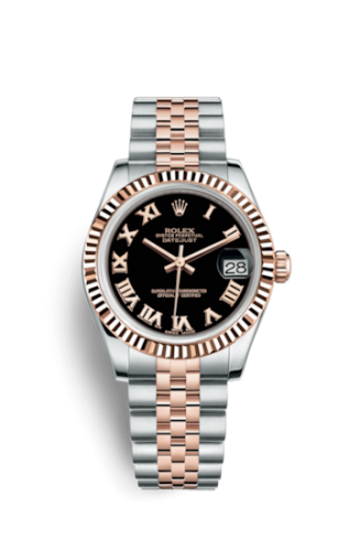 Datejust 31 Rolesor Everose Fluted / Jubilee / Black Roman