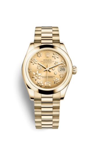 Datejust 31 Yellow Gold Domed / President / Champagne Floral