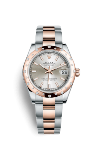 Datejust 31 Rolesor Everose Domed Diamond / Oyster / Silver