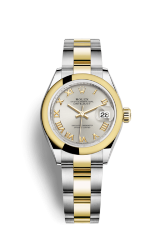 Lady-Datejust 28 Rolesor Yellow Domed / Oyster / Silver Roman