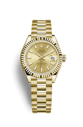 Lady-Datejust 28 Yellow Gold Fluted / President / Champagne