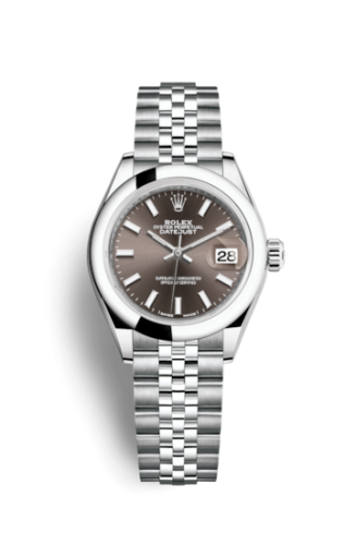 Lady-Datejust 28 Stainless Steel Domed / Jubilee / Dark Grey