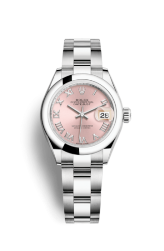 Lady-Datejust 28 Stainless Steel Domed / Oyster / Pink Roman