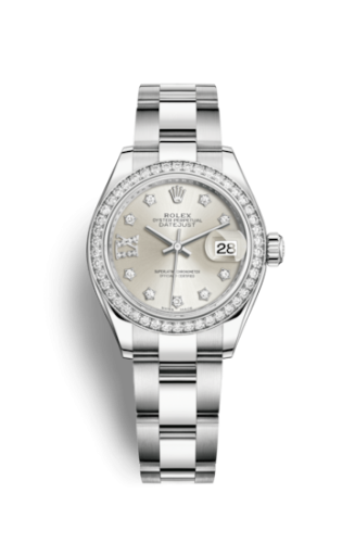 Lady-Datejust 28 Stainless Steel / Diamond / Silver - Diamond / Oyster