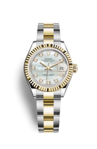 Lady-Datejust 28 Rolesor Yellow Fluted / Oyster / MOP