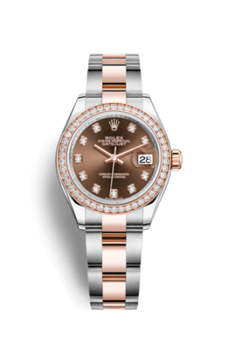 Lady-Datejust 28 Rolesor Rose Diamond / Oyster / Chocolate Diamond