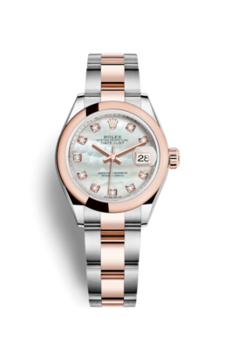 Lady-Datejust 28 Rolesor Rose Domed / Oyster / MOP