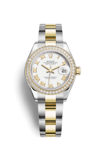 Lady-Datejust 28 Rolesor Yellow Diamond / Oyster / White Roman