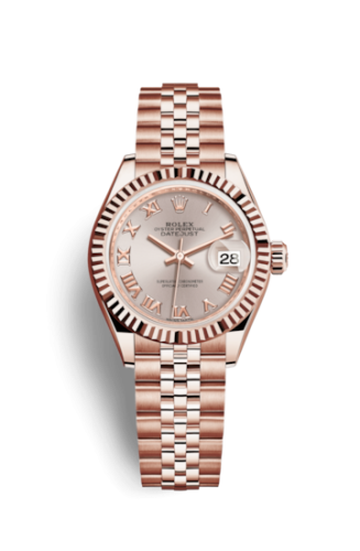 Lady-Datejust 28 Everose Fluted / Jubilee / Sundust Roman