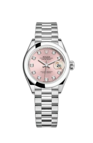 Lady-Datejust 28 Platinum Domed / President / Silver Diamond
