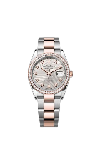 Datejust 36 Stainless Steel / Everose / Diamond / Silver - Palm - Diamond / Oyster