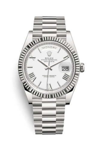 Day-Date 40 White Gold / White - Roman