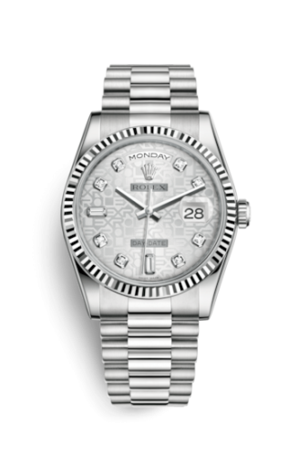 Day-Date 36 White Gold Fluted / President / Silver Computer