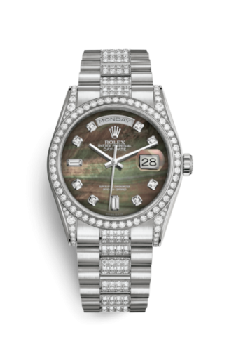 Day-Date 36 White Gold Diamonds / President Diamond / Black MOP