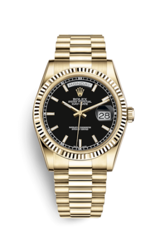 Day-Date 36 Yellow Gold Fluted / President / Black Diamonds