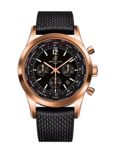 Transocean Chronograph Unitime Pilot Red Gold / Black / Rubber