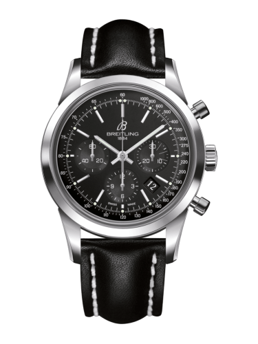 Transocean Chronograph Stainless Steel / Black / Calf / Folding