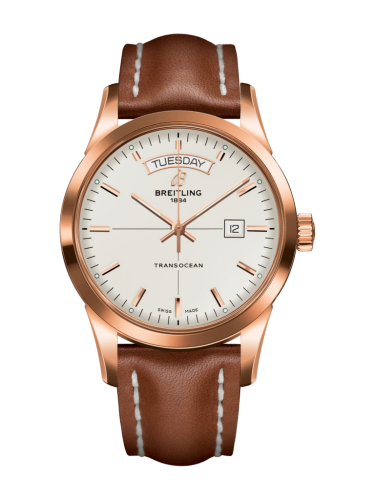 Transocean Day & Date Red Gold / Silver / Calf / Pin
